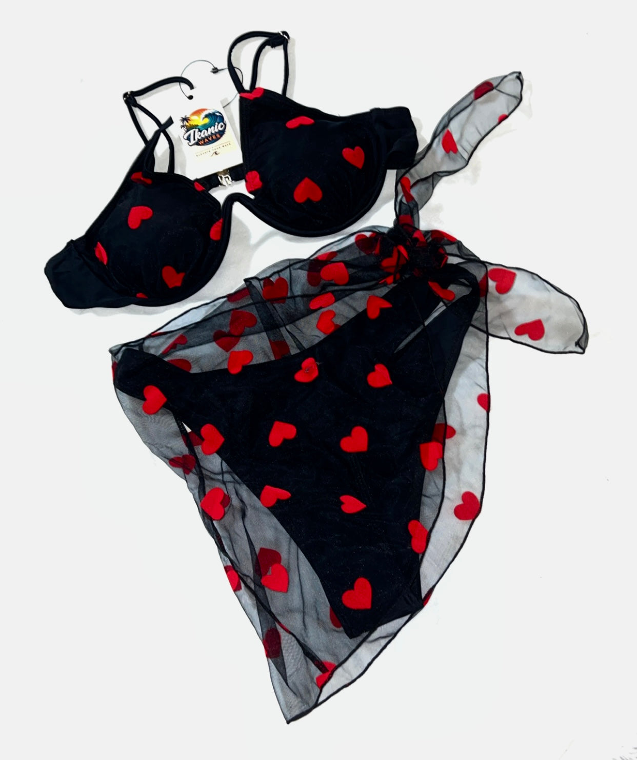 Heartbreaker 3 piece bikini with sarong