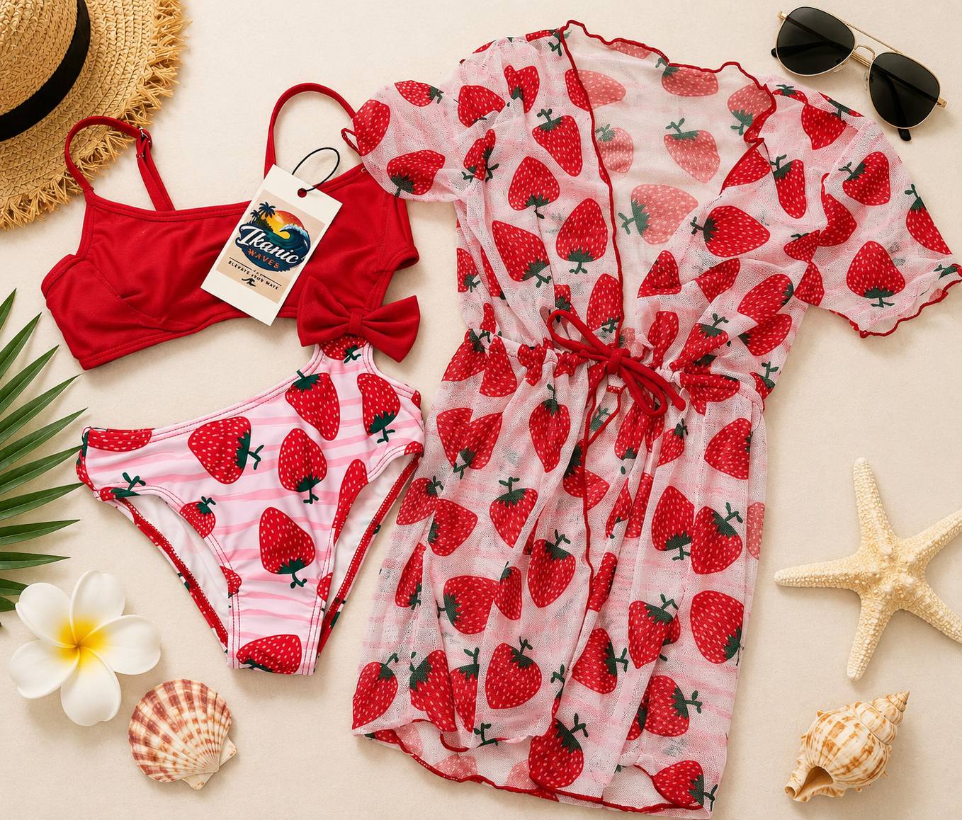 Strawberry Sweetheart 3-Piece Swim Set (Girls)