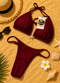 2 piece burgundy thong suit with lil star fish